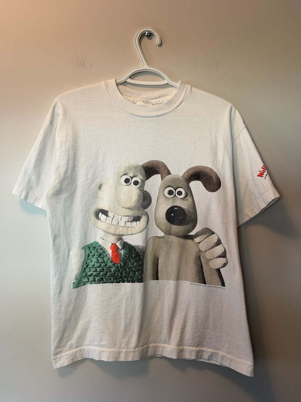 Wallace & Gromit T-Shirt Size M White Vintage 1989